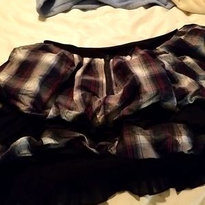 Navy red and white/black layered flannel skirt size large bubble skirt
